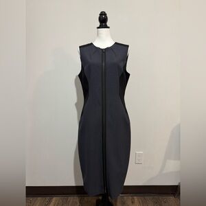 NWT ELIE TAHARI Elegant Gray and Black Sleeveless Dress SZ 14 $298